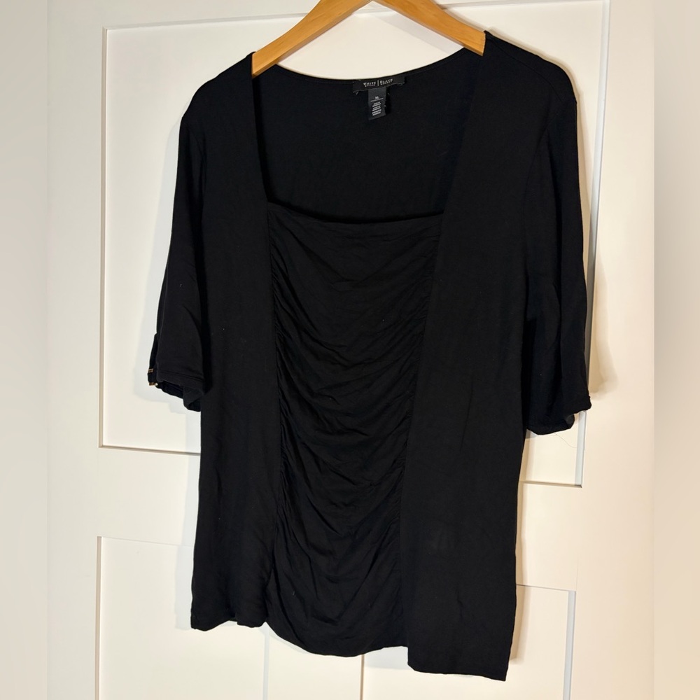 White House Black Market Black Ruched front‎ Top